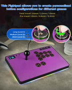 Leverless Controller Arcade Stick: Magnetic Arcade Stick CAS with RGB ,Premium Aluminum Haute42 CAS Fightstick for PC/PS3/PS4/Switch Game with Lock Button Support Hot Swap & SOCD (Purple)