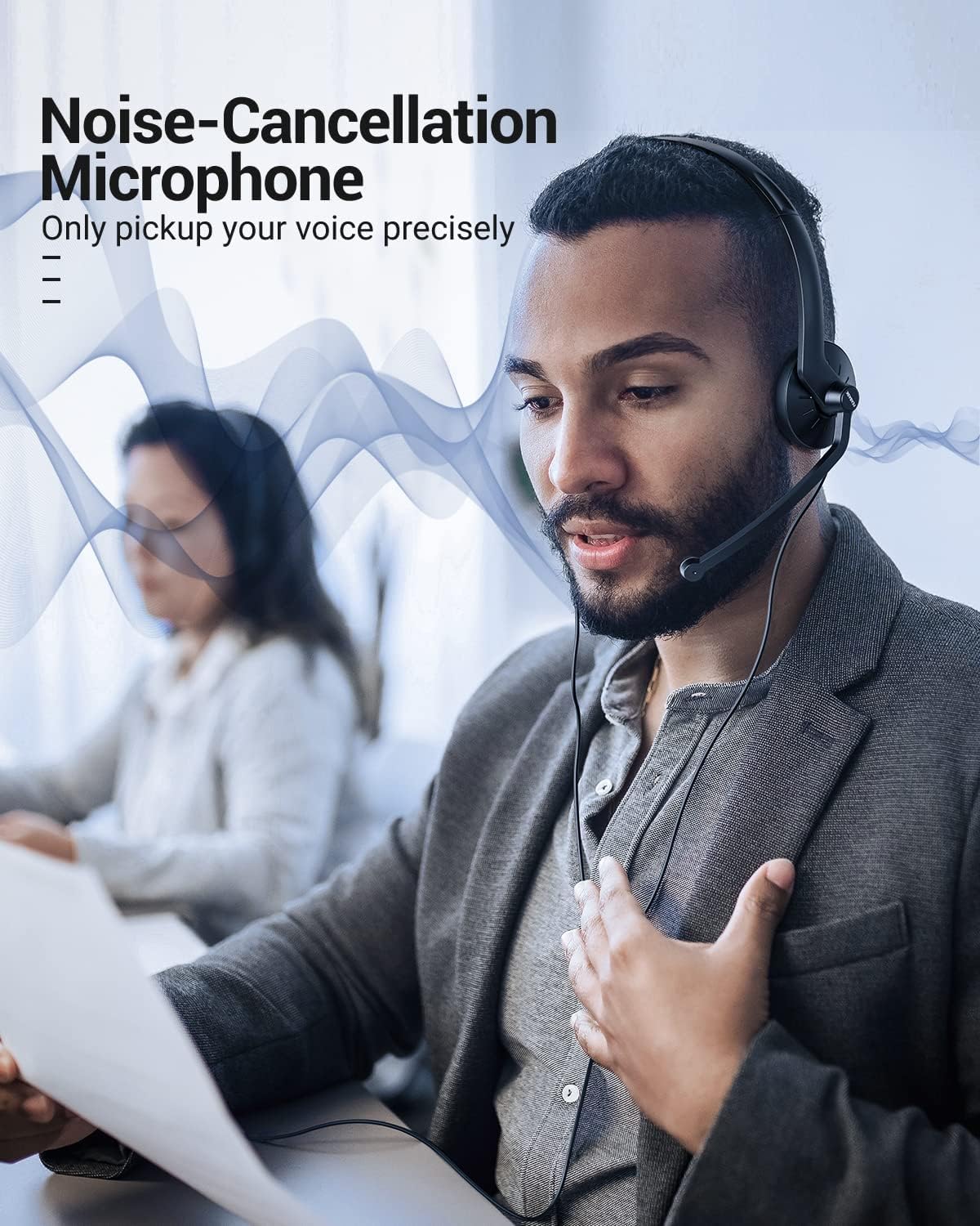 USB Headset with Microphone for PC - Lightweight Wired Computer Headset with Microphone for Home Office Online Class Skype Zoom Meetings,in Line Mute Controls(10pcs)