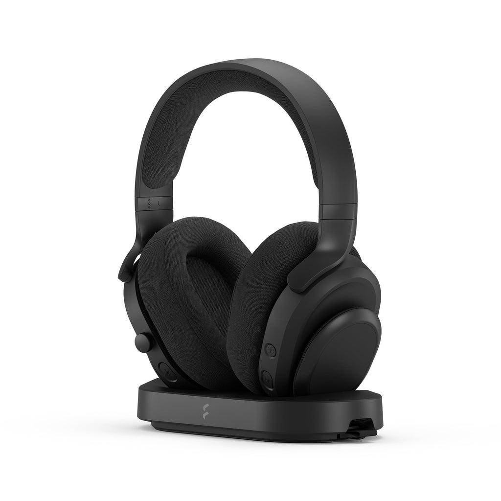 Fractal Design Scape Dark - Wireless PC Gaming Headset - Detachable Flip-to-Mute Microphone with Noise Cancellation - Battery Life Up to 40 Hours - Configurable Ambient Lighting - Black