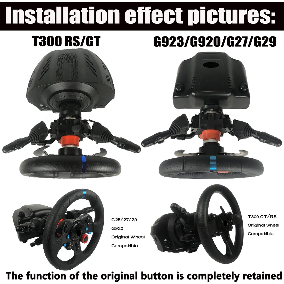 Obokidly Upgrade Type DIY Racing Simulator Steering Wheel Turn Signal Wiper Lever Switch For Logitech G27 G29 G920 G923 Logitech Thrustmaster T300 (Upgrade Type-For G27/G29, Black)