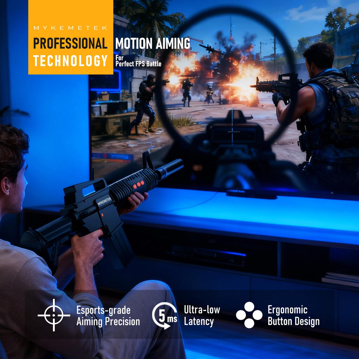 MYKEMETEK Professional FPS Motion Controller Compatible for XBOX Series X|S - Precision Aiming, Immersive Gunfight Experience, Authentic Feedback, 10-Hr Runtime, 2.4 GHz Wireless, Supports ALL FPS Games like Call of Duty and Battlefield