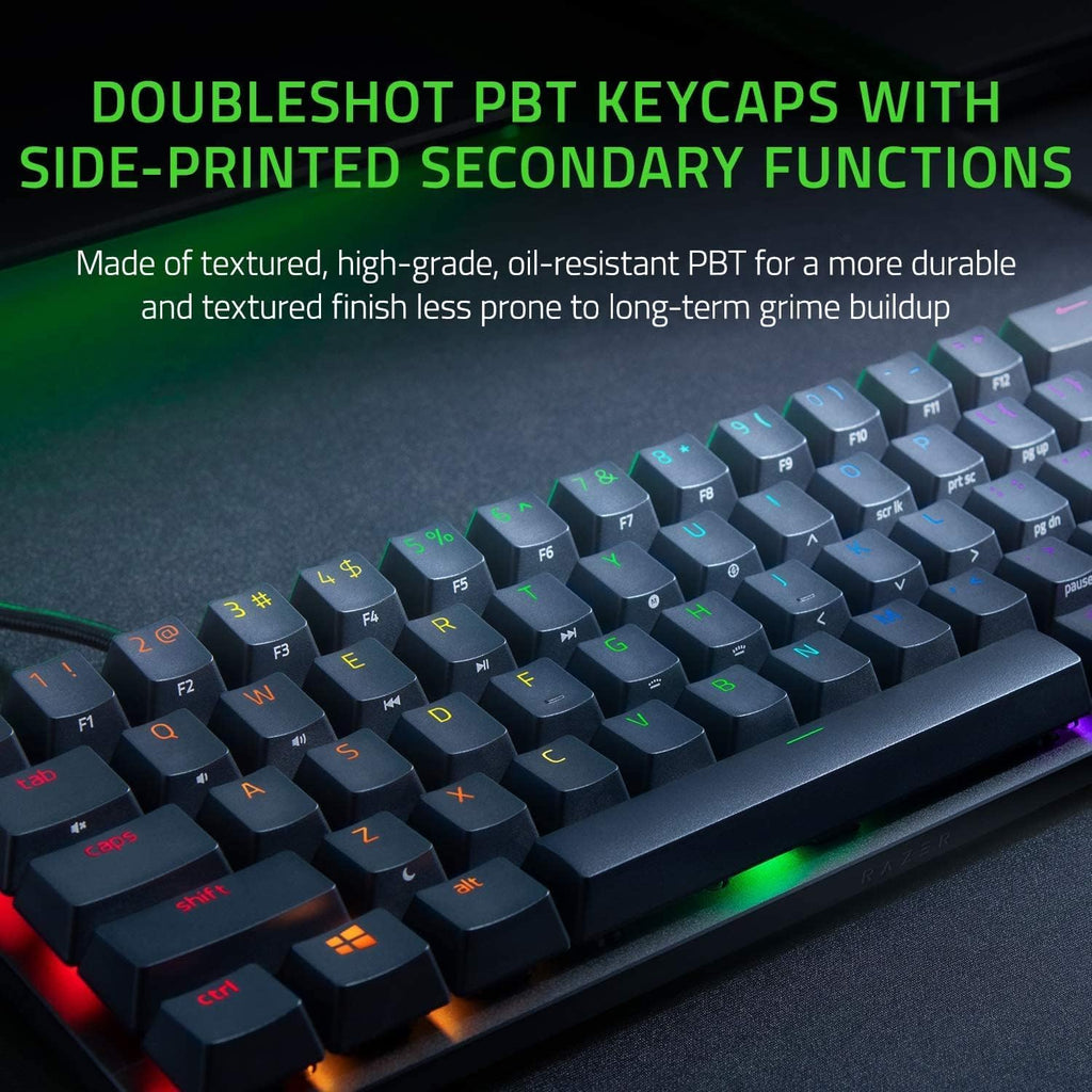 Razer Huntsman Mini (Purple Switch) - Compact 60% Gaming Keyboard (Clicking Optical Switches, Doubleshot PBT Keycaps, Removable USB-C Cable) QWERTY US Layout | Black