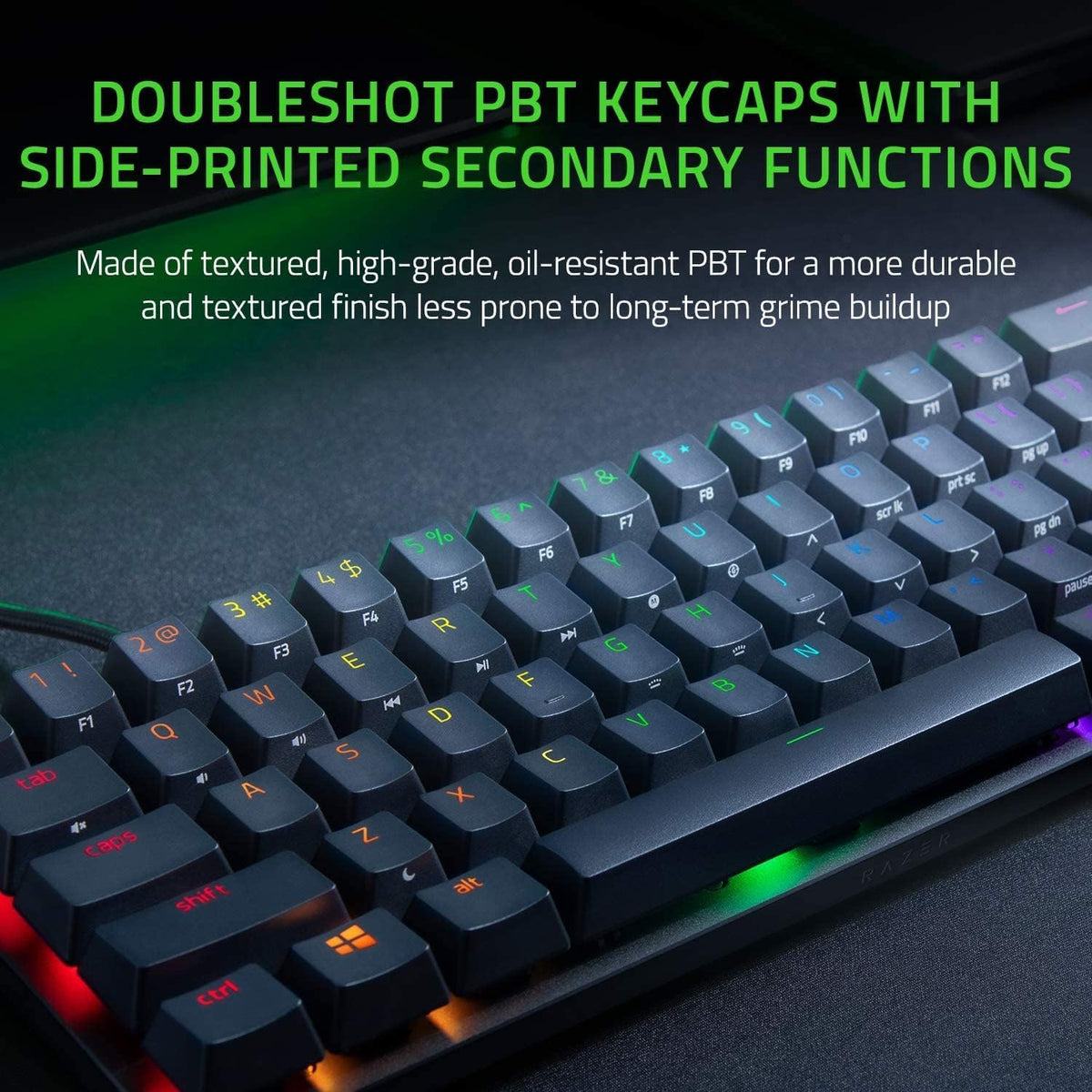 Razer Huntsman Mini (Purple Switch) - Compact 60% Gaming Keyboard (Clicking Optical Switches, Doubleshot PBT Keycaps, Removable USB-C Cable) QWERTY US Layout | Black