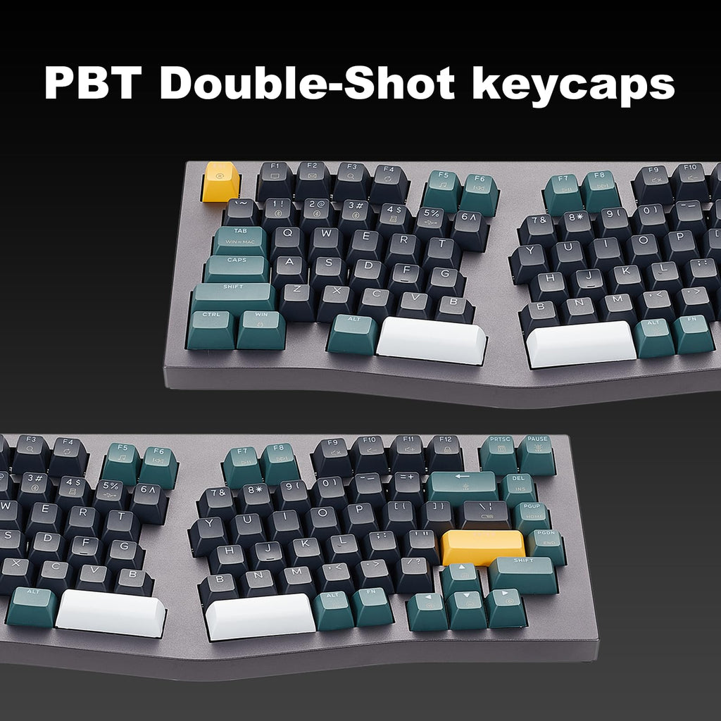 Hexgears F2 - Aluminum Custom Mechanical Keyboard, Split Alice 83 Key Layout Ergonomic Keyboard, Hot Swappable Slient Linear Switch, BT5.0/2.4GHz/USB-C, RGB Backlit with Wrist Rest for Win/Mac