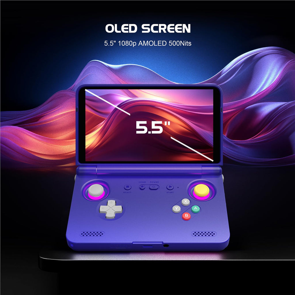 Retroid Pocket Flip 2 Retro Game Console, 5.5" AMOLED 1080P Display, Hall Effect Sticks, 5000mAh Battery, Portable Android Handheld (Black)