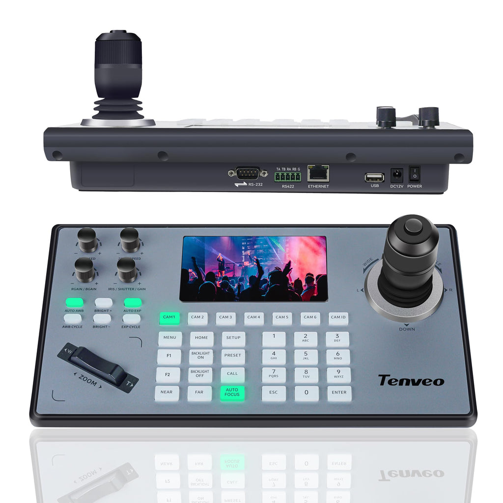 Tenveo NDI PTZ Camera Joystick Controller, 5'' LCD Screen Real-time Preview 4D Joystick Controller, NDI License Included, Support NDI PoE VISCA Pelco-D/P RJ45 For Church Live/Events/Live Streaming