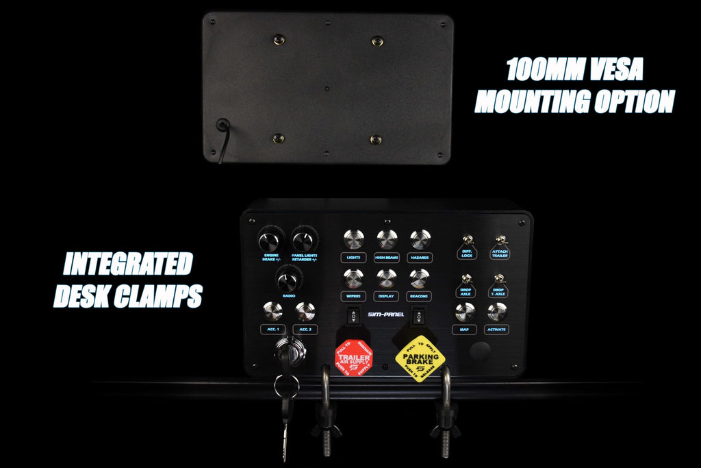Sim-Panel Classic 2 Button Box for ATS/ETS2 (American Truck Simulator/Euro Truck Simulator) (Premium Black Brush Aluminum Finish)
