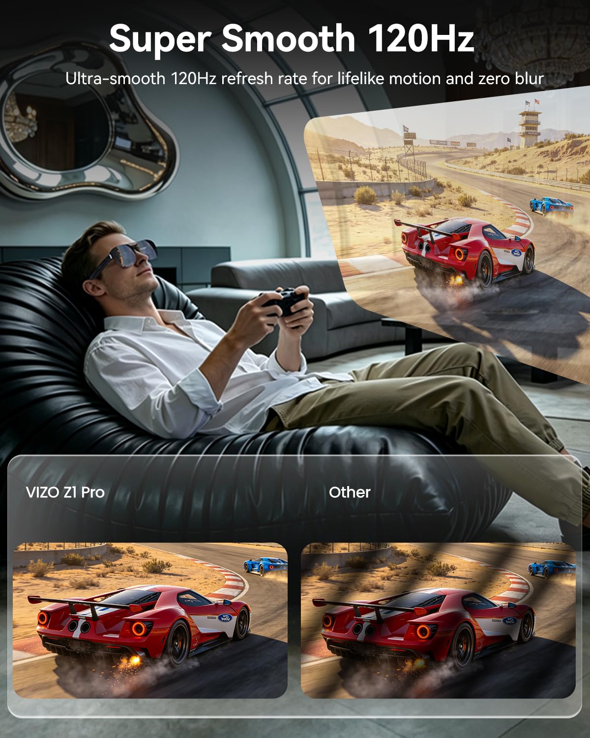 TOZO VIZO Z1 Pro AR Glasses with 160" OLED Display, 120Hz, Full HD 2D & 3D, 6000 nits Brightness, Lightweight, Compatible with iPhone/Android/Laptop