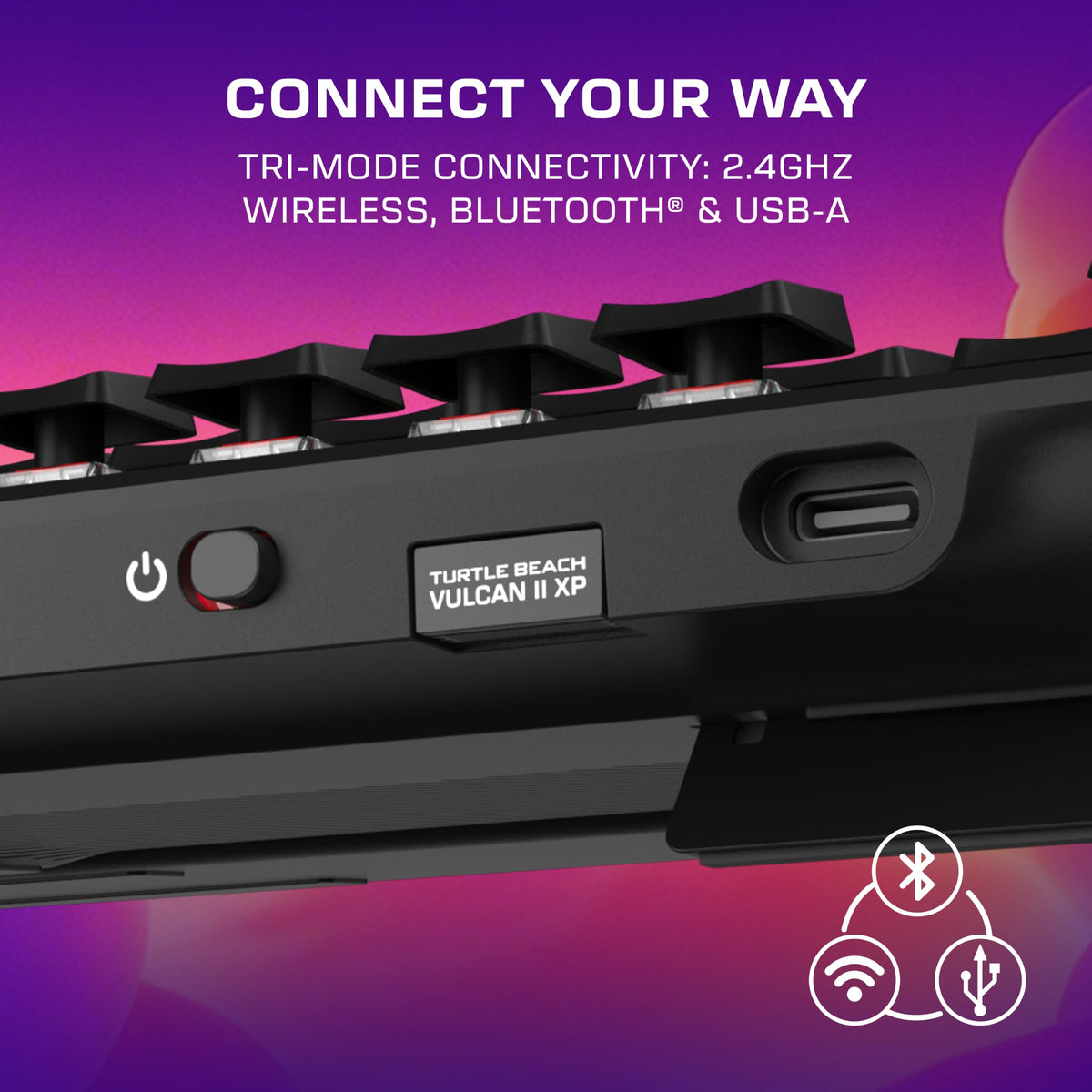 Turtle Beach Vulcan II XP Air Wireless Full-Size Mechanical RGB Gaming Keyboard - 2.4GHz Wireless, Bluetooth, AirTrack Gesture Sensor, Hot-Swappable Linear Switches, 2,000-Hour Battery - Black
