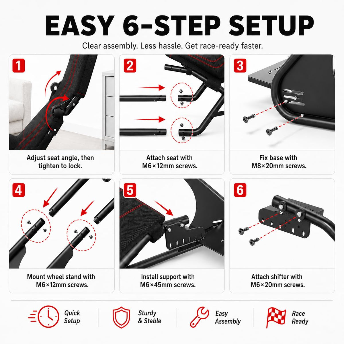 RACGTING Adjustable Racing Simulator Cockpit with Seat for PS5, Xbox & PC