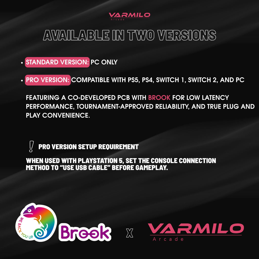 VARMILOARCADE Kassai Arcade Fight Stick Rapid Trigger Tournament Grade Controller for Fighting Games Two Versions Standard PC Only or Pro Compatible with PC PS4 PS5 Switch1 Switch2 (Sakura, Standard (PC))