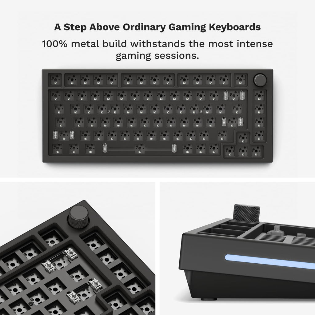 GLORIOUS Gaming GMMK PRO 75% Barebones Black (Frame Only) - Modular Mechanical Gaming Keyboard, TKL Size (75%), 3.3lb Frame, RGB, Fully Customisable, 5-Pin Switch Support
