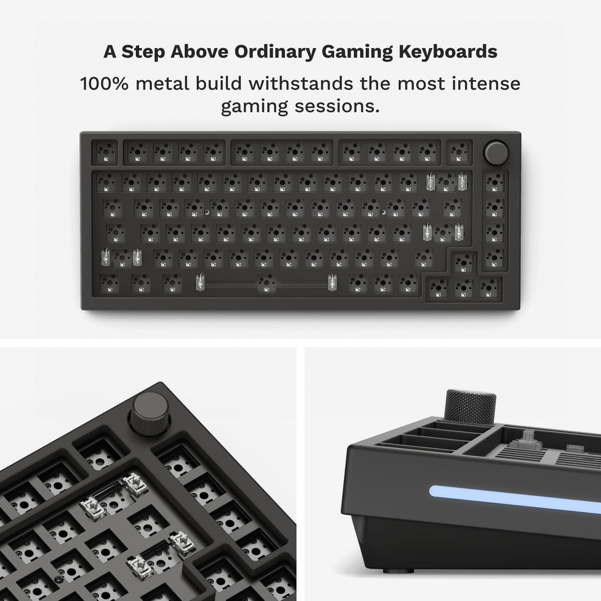 GLORIOUS Gaming GMMK PRO 75% Barebones Black (Frame Only) - Modular Mechanical Gaming Keyboard, TKL Size (75%), 3.3lb Frame, RGB, Fully Customisable, 5-Pin Switch Support