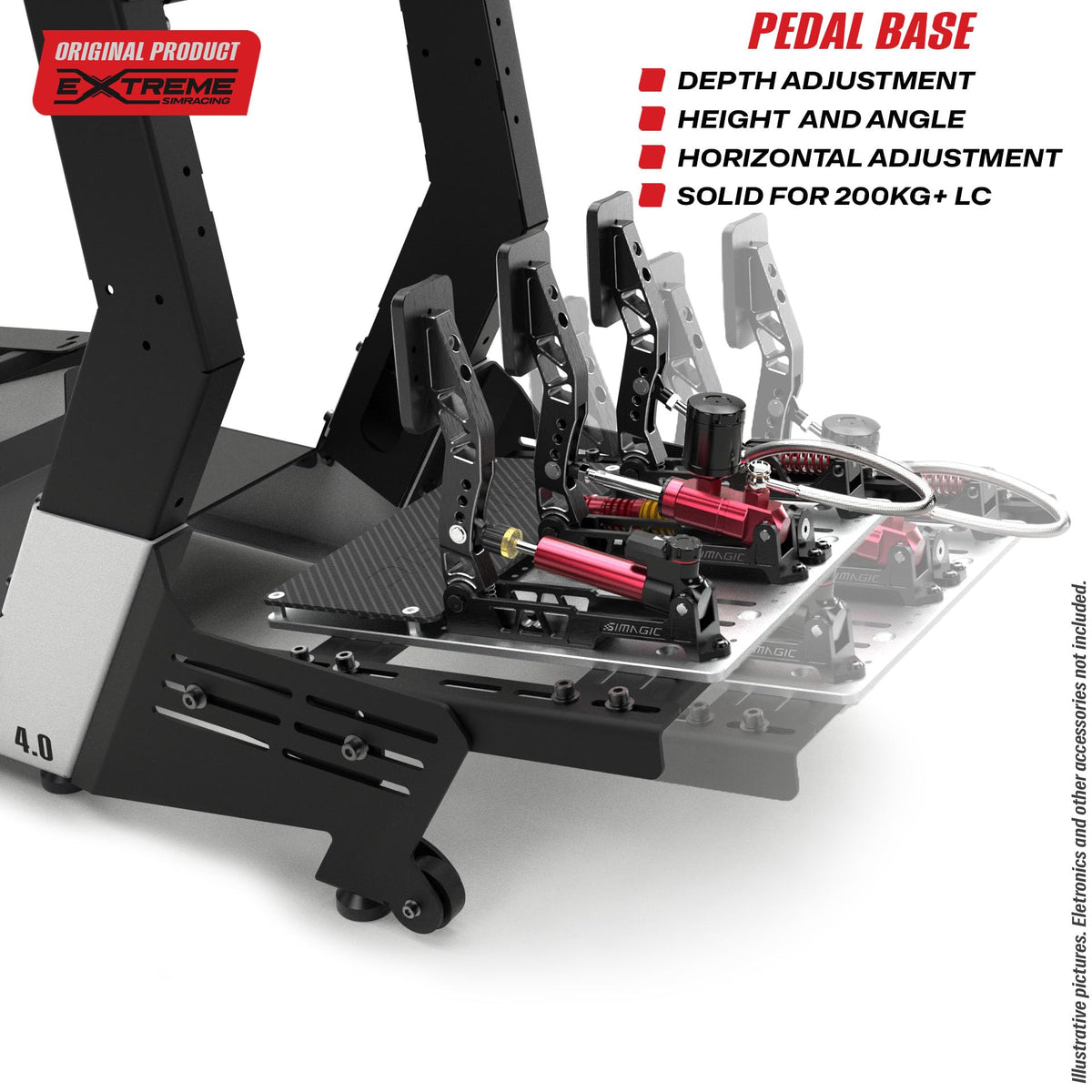 Extreme Simracing Chassis 4.0 – Adjustable Racing Simulator Cockpit | Compatible with Logitech, Thrustmaster, Fanatec, Simagic, Moza, Simucube & Others | Sturdy Steel Frame, Ergonomic Driving Position, Universal Seat Mount (White)