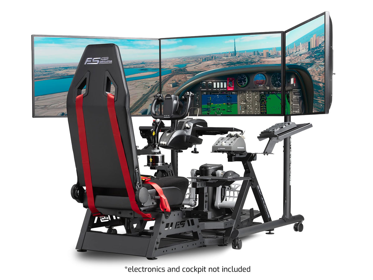 Next Level Racing Round Tube Freestanding Triple Monitor Stand, Black