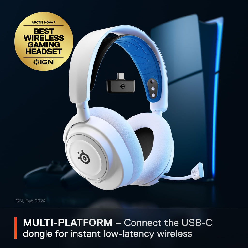 SteelSeries Arctis Nova 7P Wireless Multi-Platform Gaming Headset - White