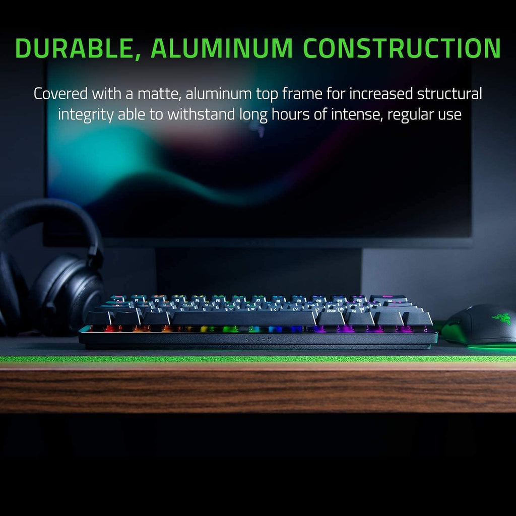 Razer Huntsman Mini (Purple Switch) - Compact 60% Gaming Keyboard (Clicking Optical Switches, Doubleshot PBT Keycaps, Removable USB-C Cable) QWERTY US Layout | Black