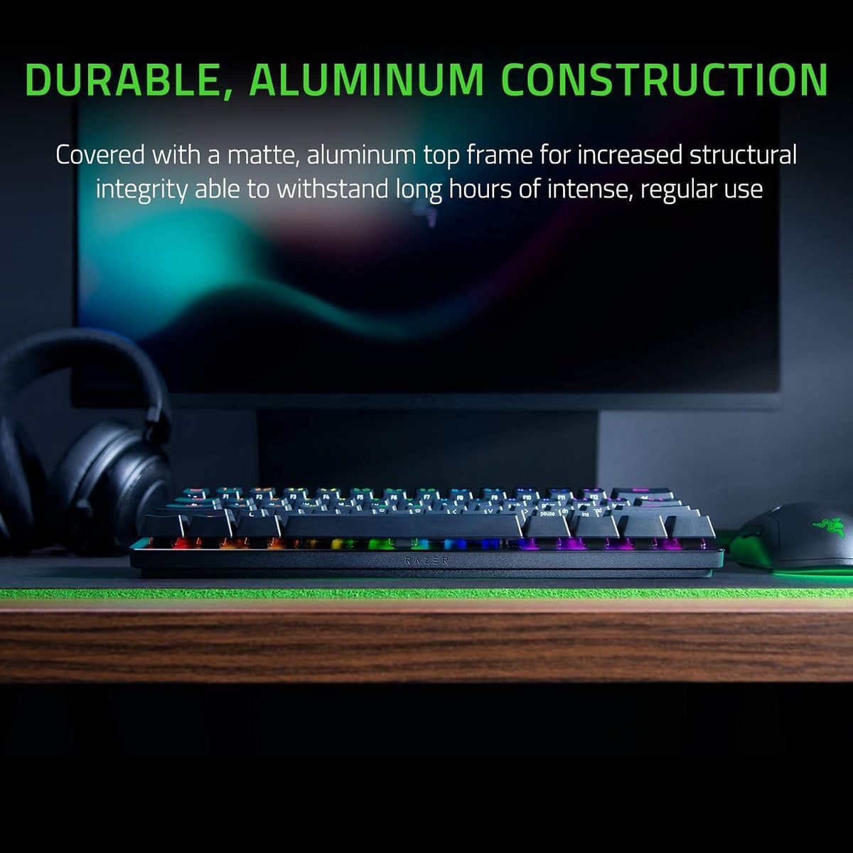 Razer Huntsman Mini (Purple Switch) - Compact 60% Gaming Keyboard (Clicking Optical Switches, Doubleshot PBT Keycaps, Removable USB-C Cable) QWERTY US Layout | Black
