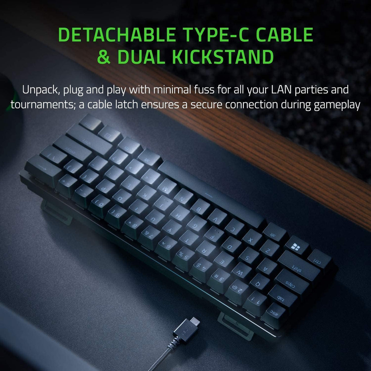 Razer Huntsman Mini (Purple Switch) - Compact 60% Gaming Keyboard (Clicking Optical Switches, Doubleshot PBT Keycaps, Removable USB-C Cable) QWERTY US Layout | Black