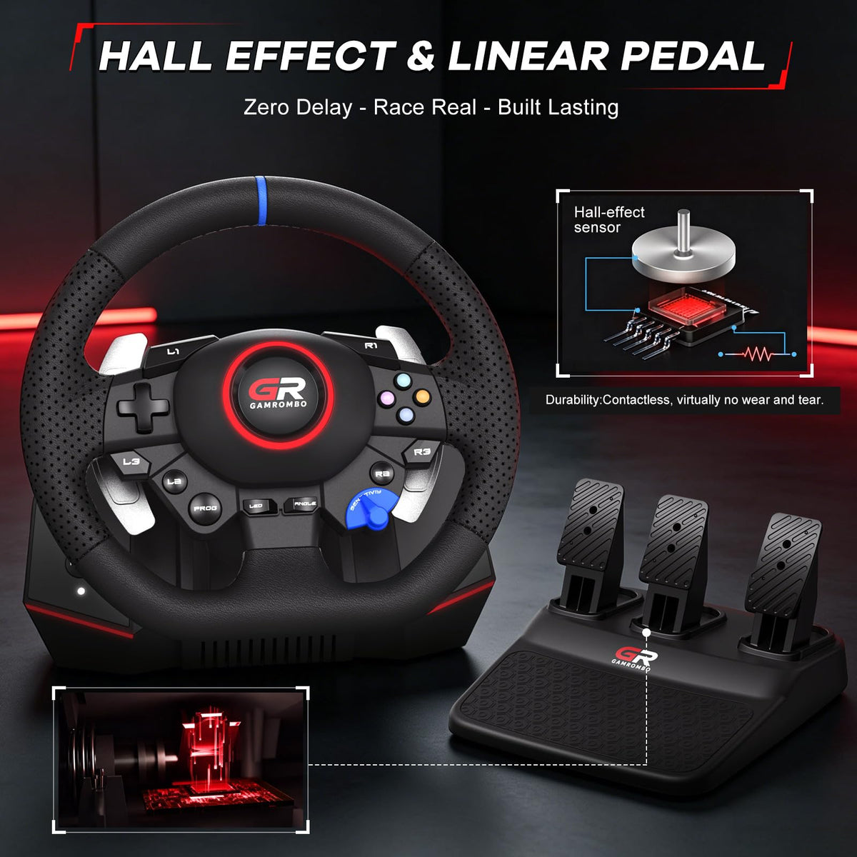 Gamrombo 11in Racing Wheel Set for PS5/PS4/PC