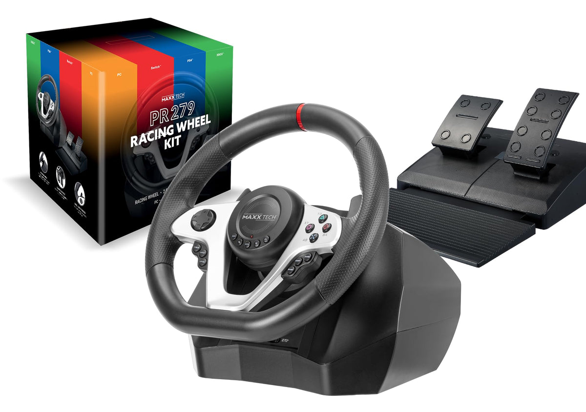 Maxx Tech PR279 Racing Wheel Kit For PC, Xbox, PS4 & Nintendo Switch - Wheel, 2-pedal set & wheel clamp
