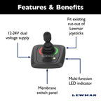 Lewmar Single Boat Joystick Thruster Control with Ergonomic, Tactile Pad, Sealed Membrane Switch Panel, Multi-Function LED Display, 12-24 Dual Voltage Supply