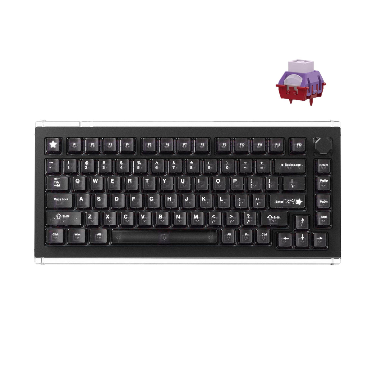 DrunkDeer A75 Master Rapid Trigger Keyboard, Esports Gaming Keyboard, Magnetic Switch, Adjustable Actuation - RT Plus - RT Match, 8K Hz, 0.01mm, 75% Design - ANSI, Silver - TTC POM Switch