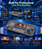 Prisual PRO AI Joy NDI PTZ Camera Controller, 7" Quad-View Touchscreen, AI Tracking Control, 4D Precision Joystick, Multi-Camera IP Control, PoE, VISCA, Tally & HDMI Output for Live Production