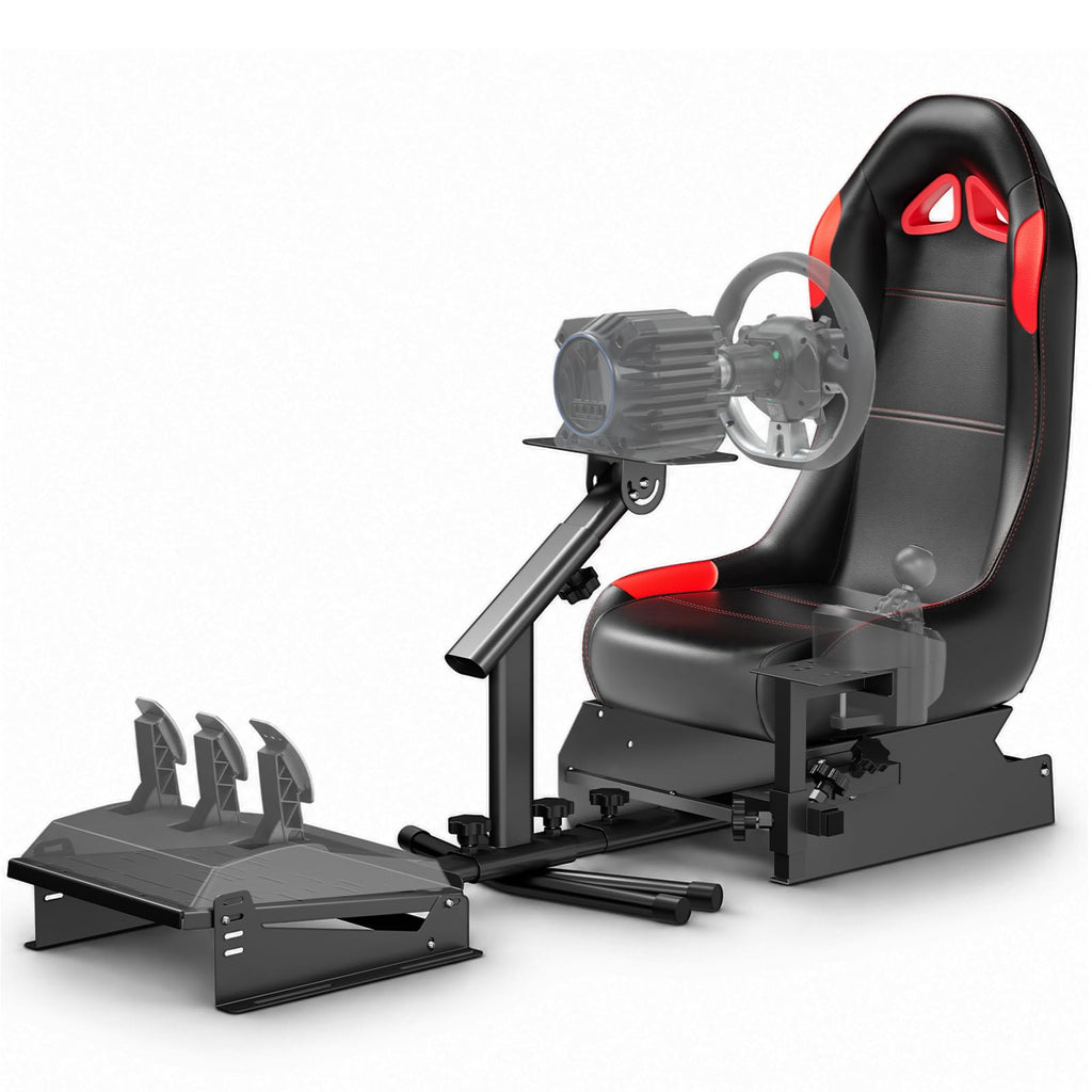 RACGTING Racing Simulator Cockpit with Seat, Adjustable Wheel &Pedal Mounts