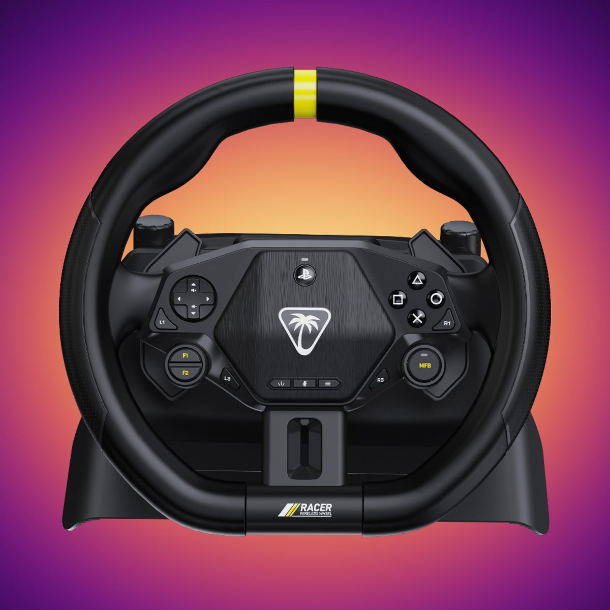 Turtle Beach Racer Wireless Racing Wheel - Licensed for PlayStation 5 Consoles, Works with PC, Bluetooth, Wireless Connectivity, Lap Mount, 30-Hour Battery Life - Black