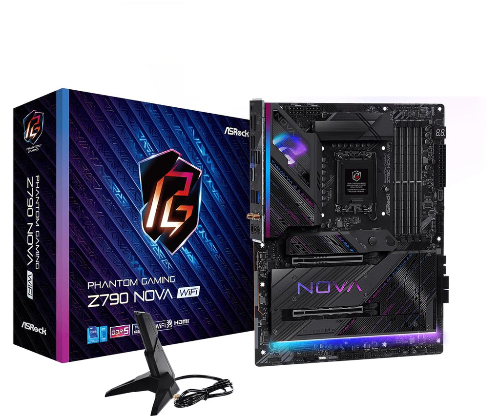 ASRock Z790 Nova WiFi ATX Motherboard, Intel 14th/13th/12th Gen LGA1700, DDR5 8000+ (OC), PCIe 5.0, Wi-Fi 7, Killer 2.5G LAN, 20+1+1 Phase SPS