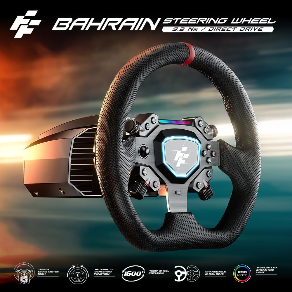 Flashfire BAHRAIN Steering Wheel 3.2 Nm Direct Drive & Pedals Bundle