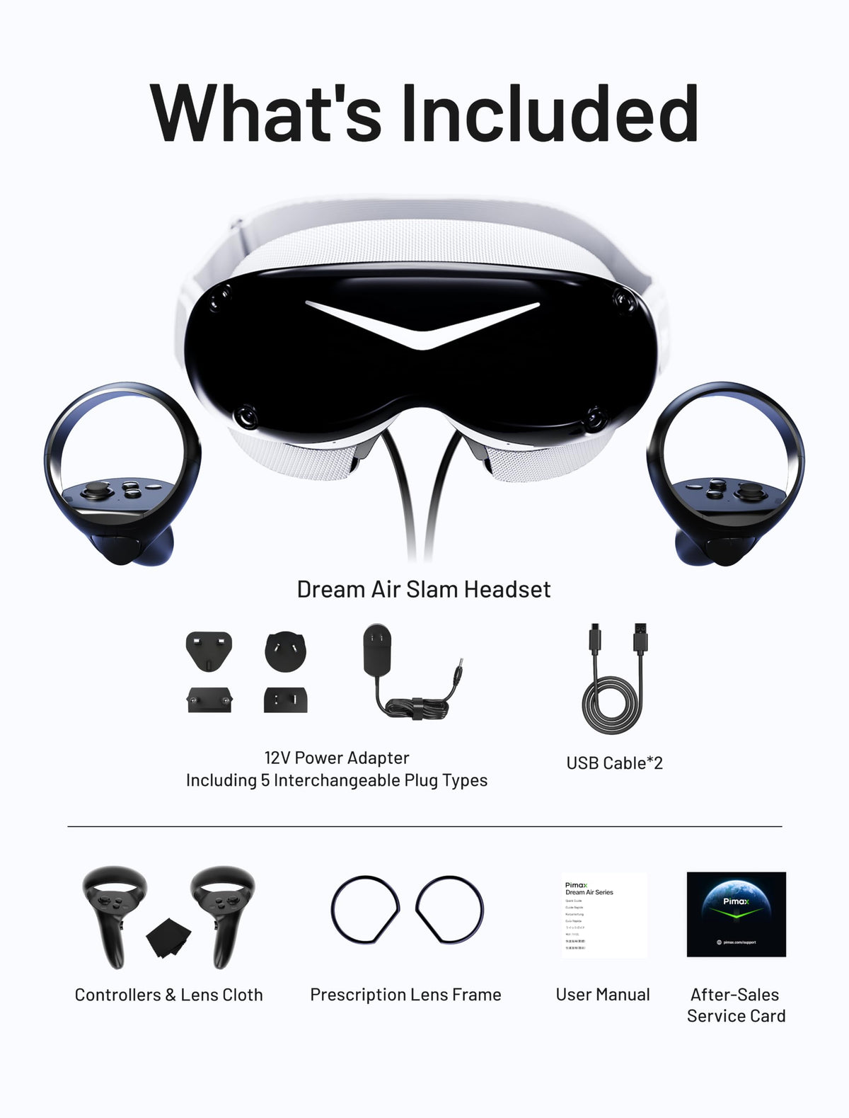 Pimax Dream Air Slam VR Headset-3840 x 3552 Per Eye, 110° FOV with Pimax's ConcaveView Optics, Virtual Reality PC VR Headset + with Controllers