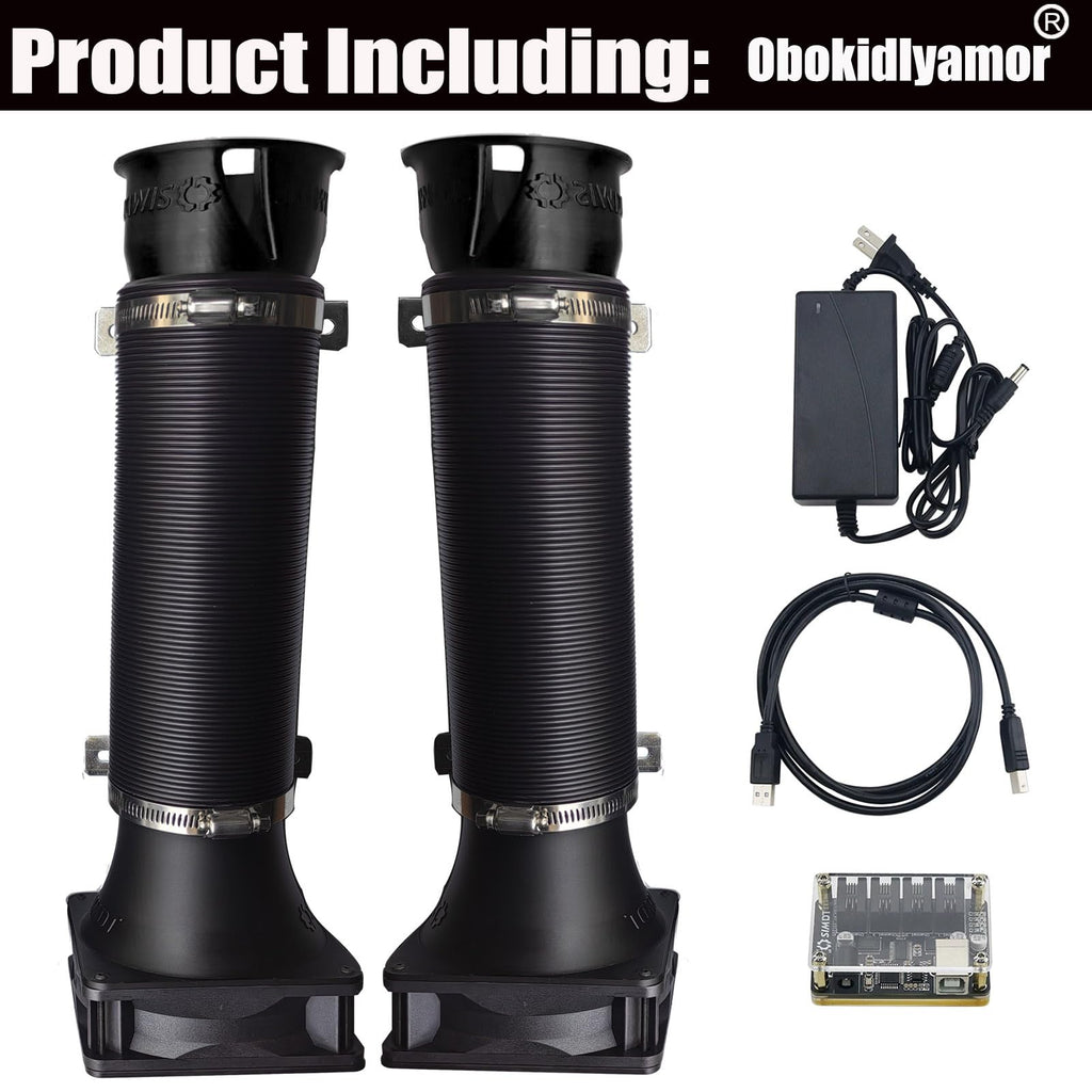 Obokidlyamor 2PCS Upgraded Turbine II Wind Sense Speed Change on Steering Wheel PC USB for Logitech G923 G920 G29 Pro RS50/fanatec/Thrustmaster Base Intake Pipe Sim Racing Wind Simulator (Black-1)