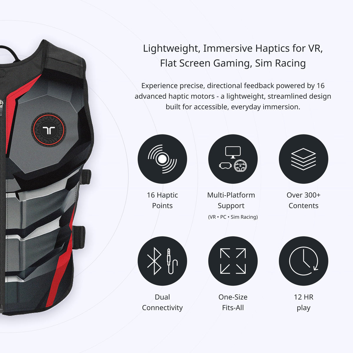 bHaptics Starter Bundle Onyx | TactSuit Air Onyx & TactSleeve for VR & PC Gaming | Sim Racing, Music