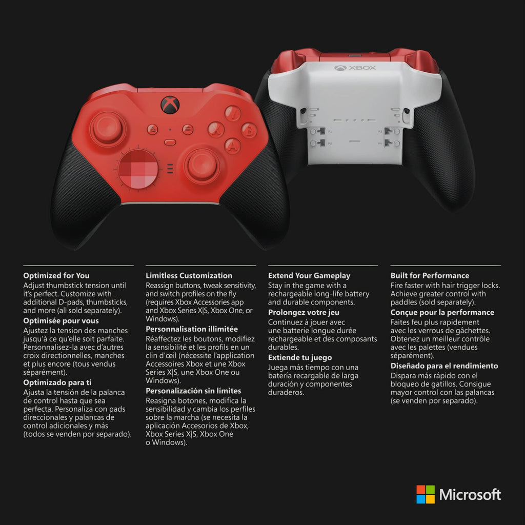 Xbox Microsoft Elite Wireless Controller Series 2 Core – Red (Renewed)