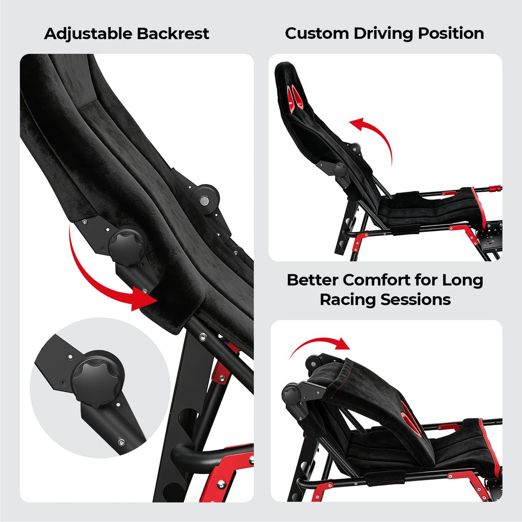 RACGTING Racing Simulator Cockpit Foldable & Adjustable Sim Rig with Seat