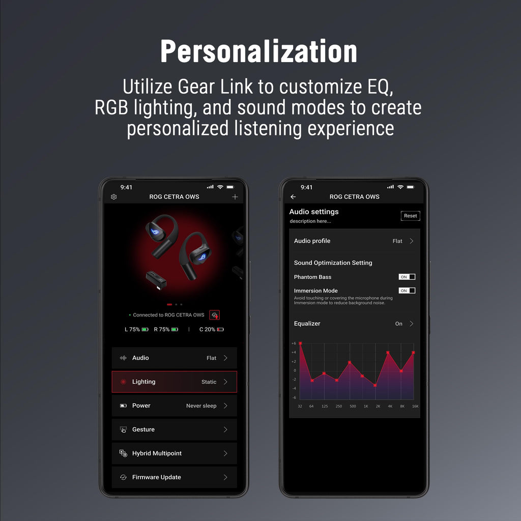 ASUS ROG Cetra Open Wireless Open Ear Earbuds, Dual-Mode Bluetooth/2.4GHz,