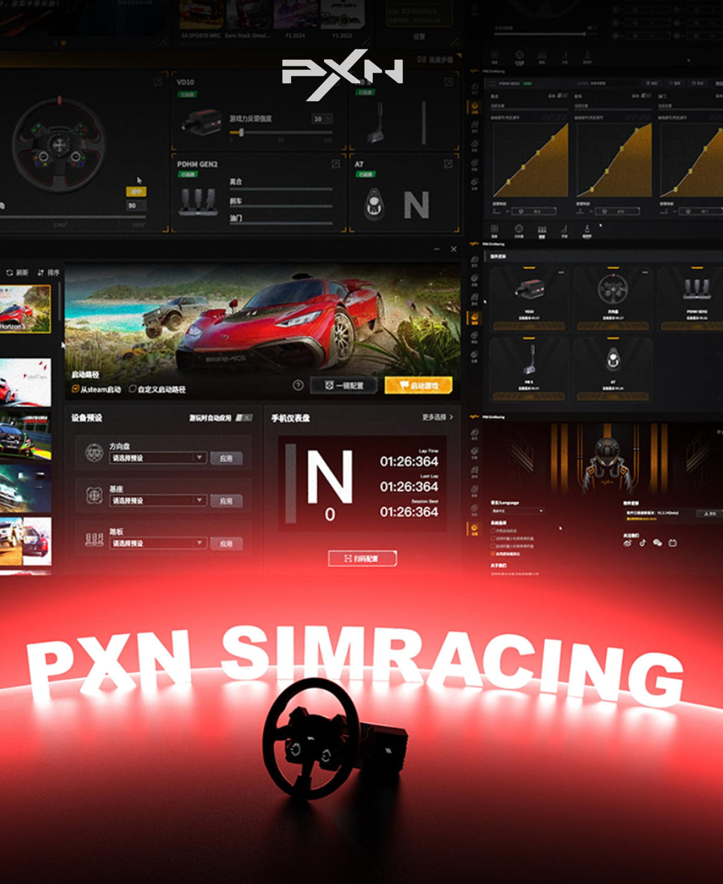 PXN VD6 Direct Drive Racing Wheel Bundle, 6Nm Force Feedback, for Windows