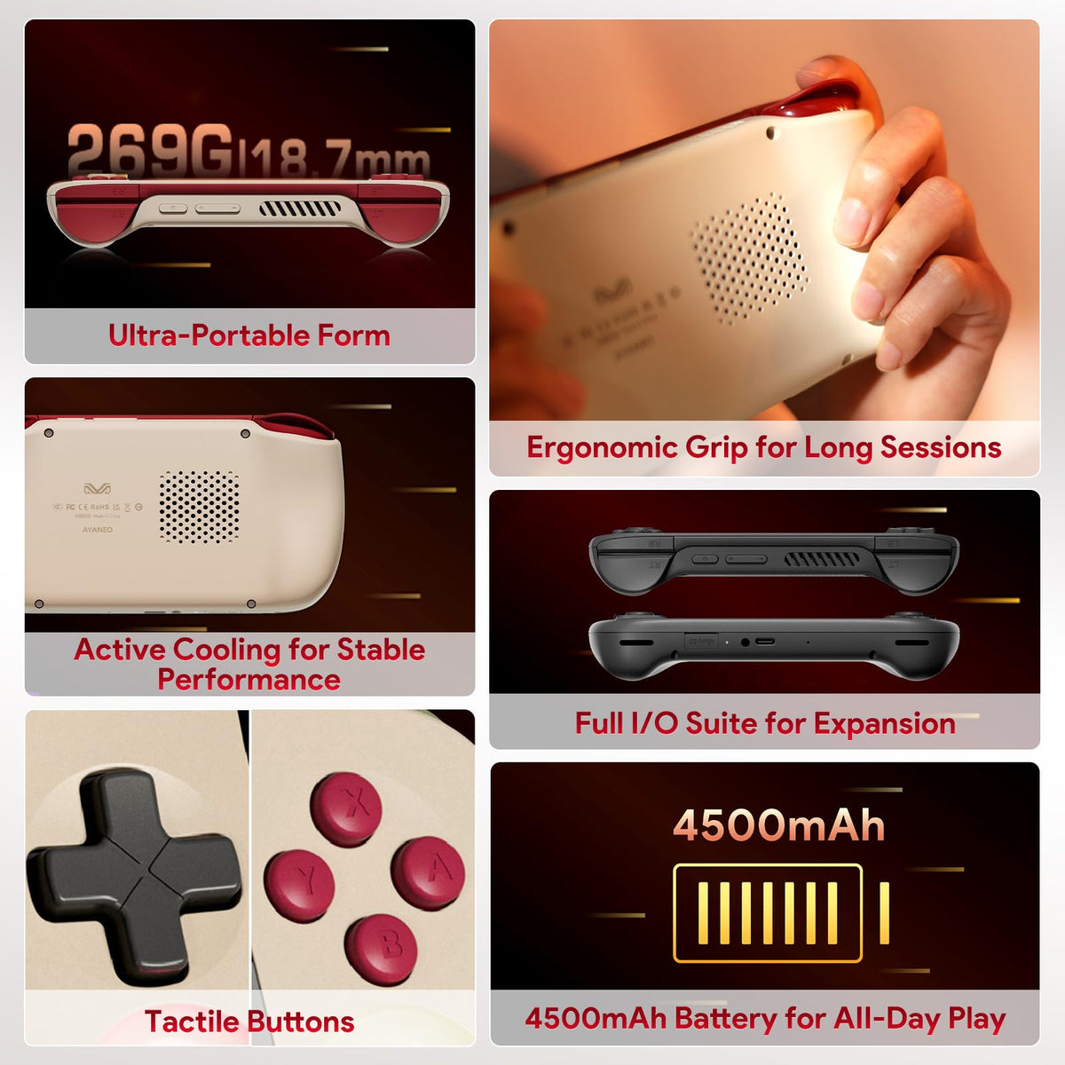 AKNES AYANEO Pocket AIR Mini Retro Handheld Game Console, 3G+64G