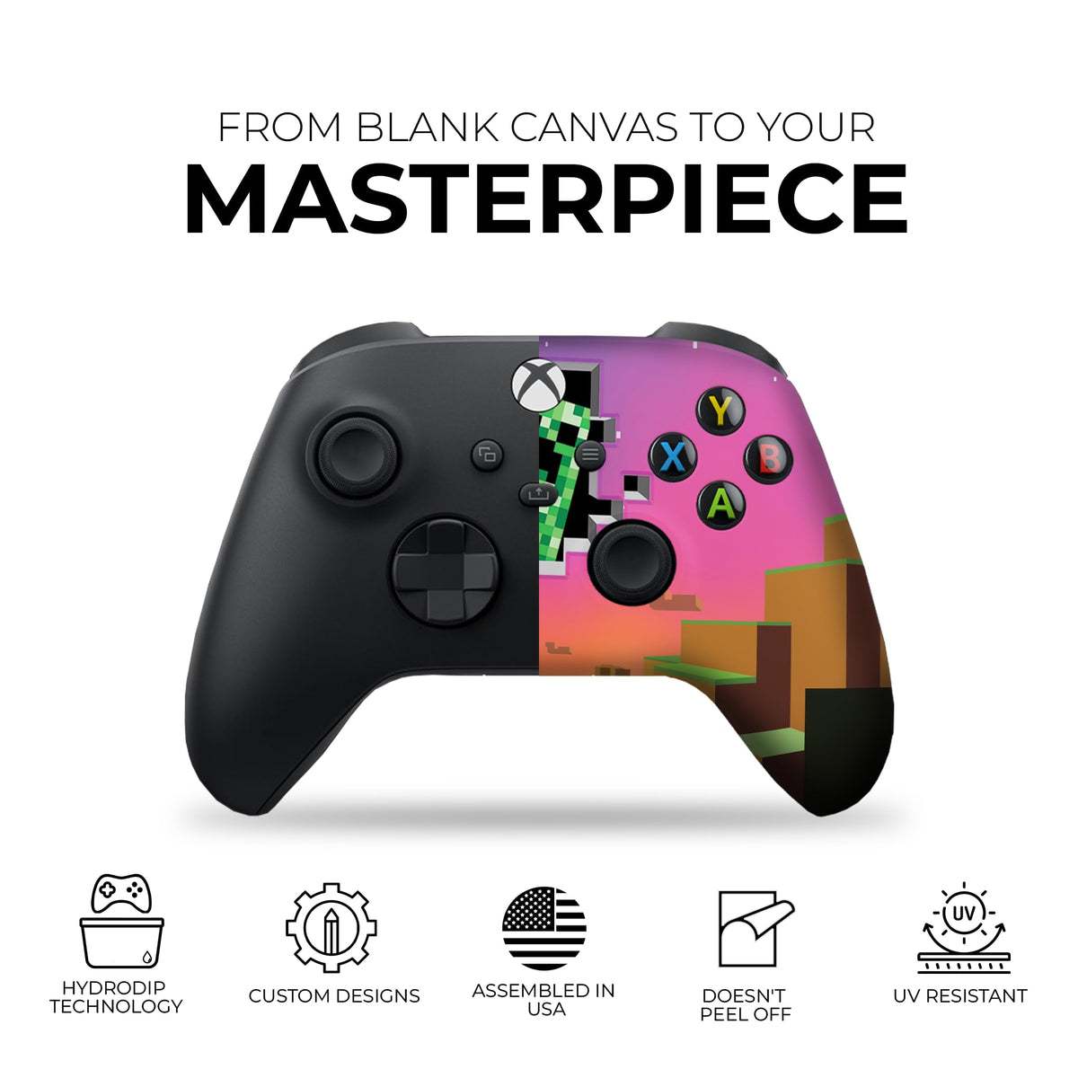 MineCrafft World Video Game Modded Custom X-box Controller Wireless