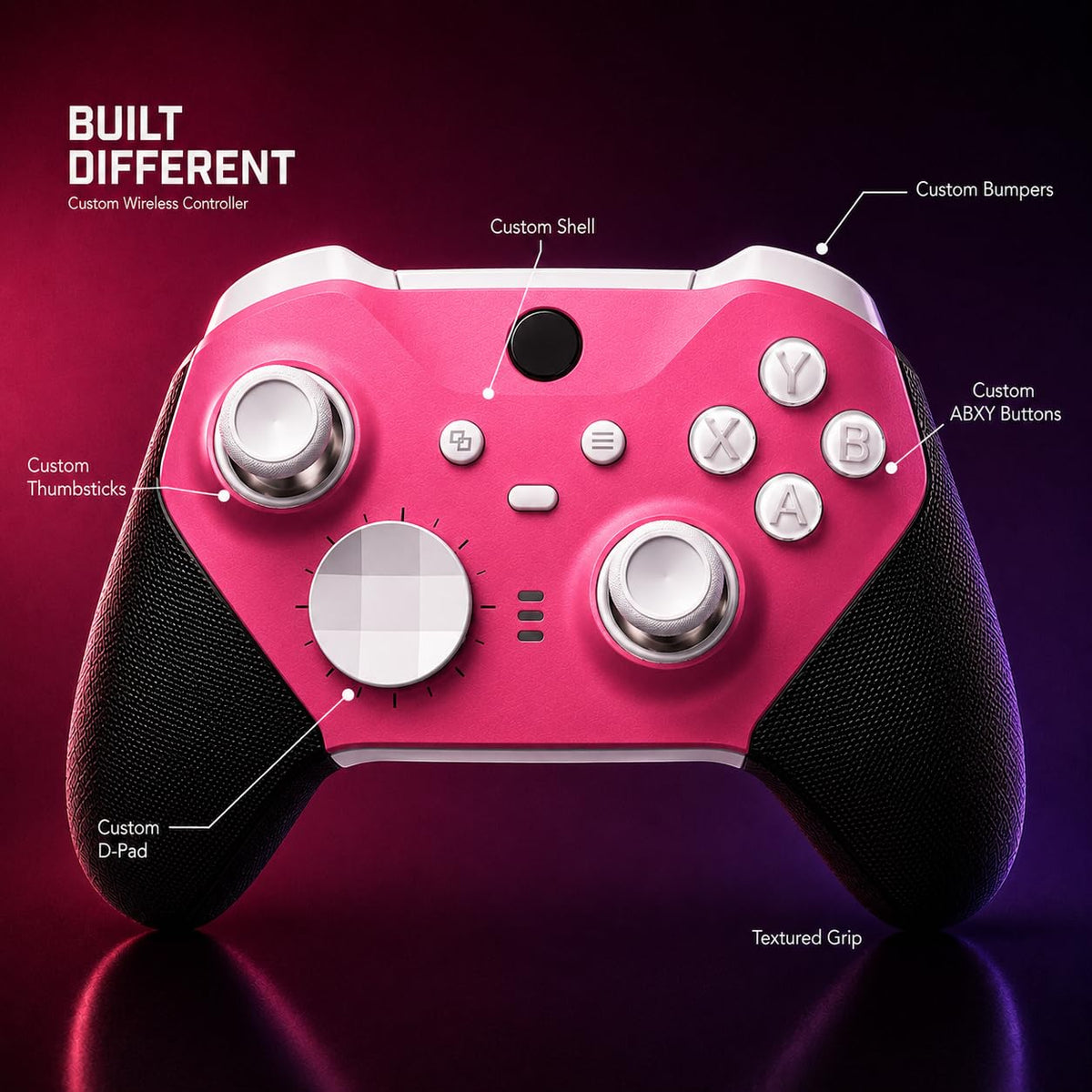 BIXIONGGOUGOU DIY Customized Elite Series 2 Controller Compatible with Xbox Elite Series 2 Controller, Wireless Gaming Controller Compatible for Xbox Series S/X, Xbox One - Candy Pink