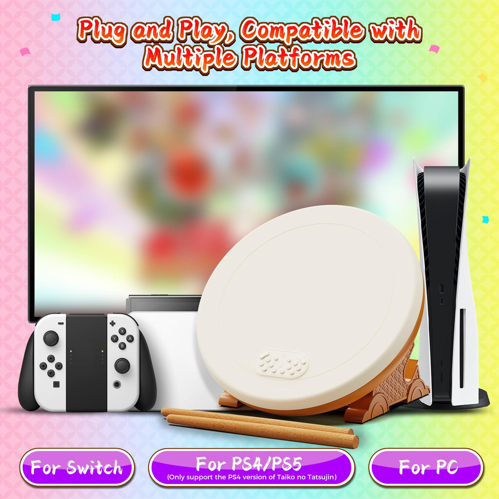 IINE Professional Taiko Drum Controller Pro Max, Taiko Game Controller with 2 Drum Sticks, Drum Controller Compatible With Nintendo Switch/PS4/PS5/PC/NS2