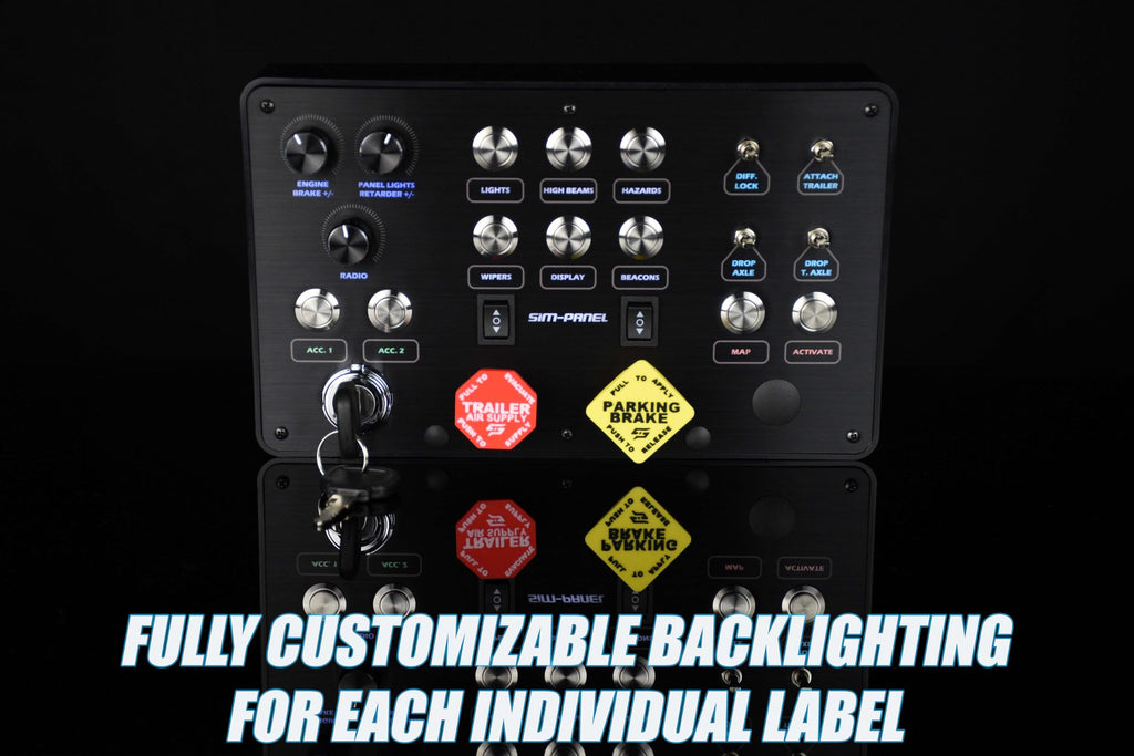 Sim-Panel Classic 2 Button Box for ATS/ETS2 (American Truck Simulator/Euro Truck Simulator) (Premium Black Brush Aluminum Finish)