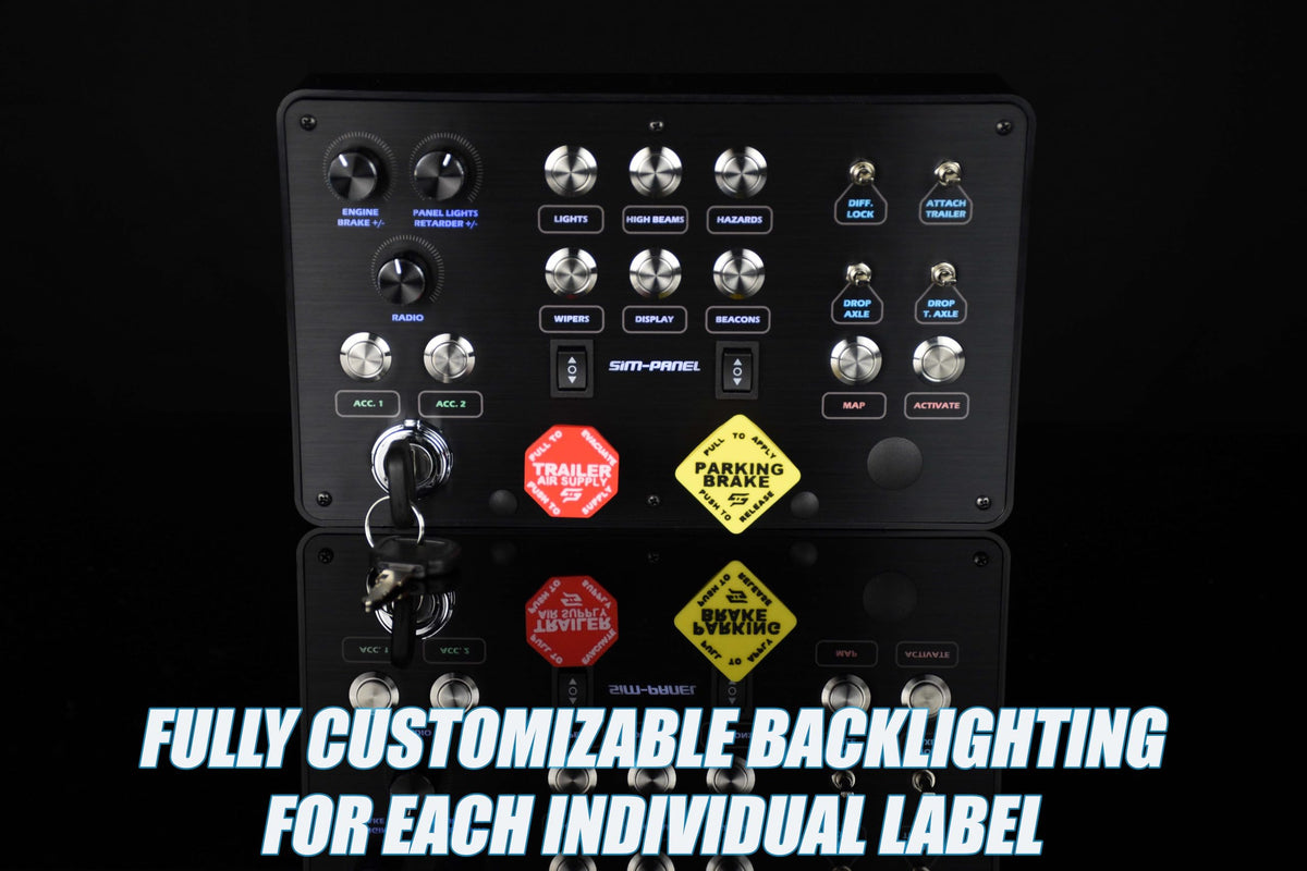 Sim-Panel Classic 2 Button Box for ATS/ETS2 (American Truck Simulator/Euro Truck Simulator) (Premium Black Brush Aluminum Finish)