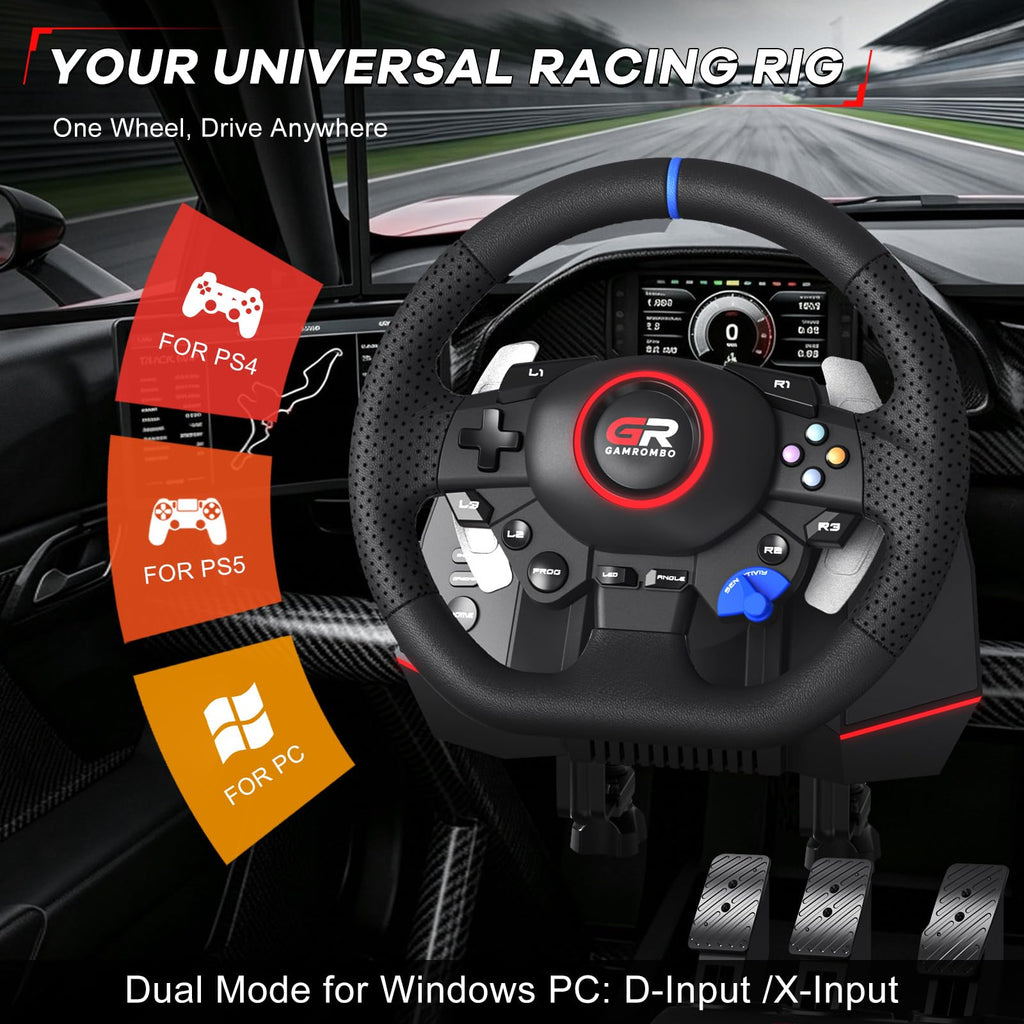 Gamrombo 11in Racing Wheel Set for PS5/PS4/PC