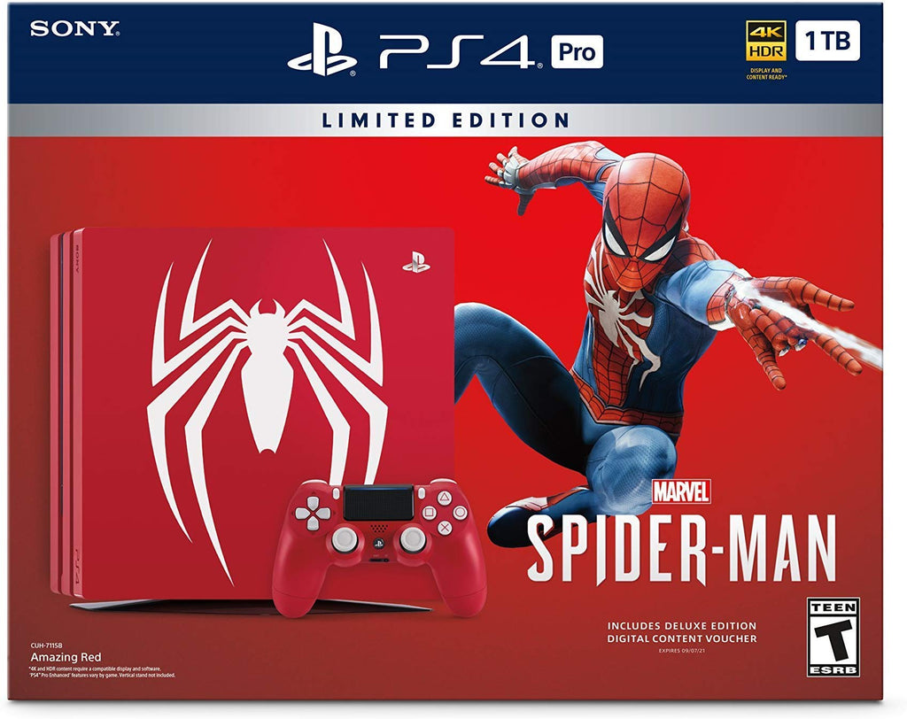 Playstation 4 Pro 1TB SSD Limited Edition Console - Marvels Spider-Man Bundle Enhanced with Fast Solid State Drive (Renewed)