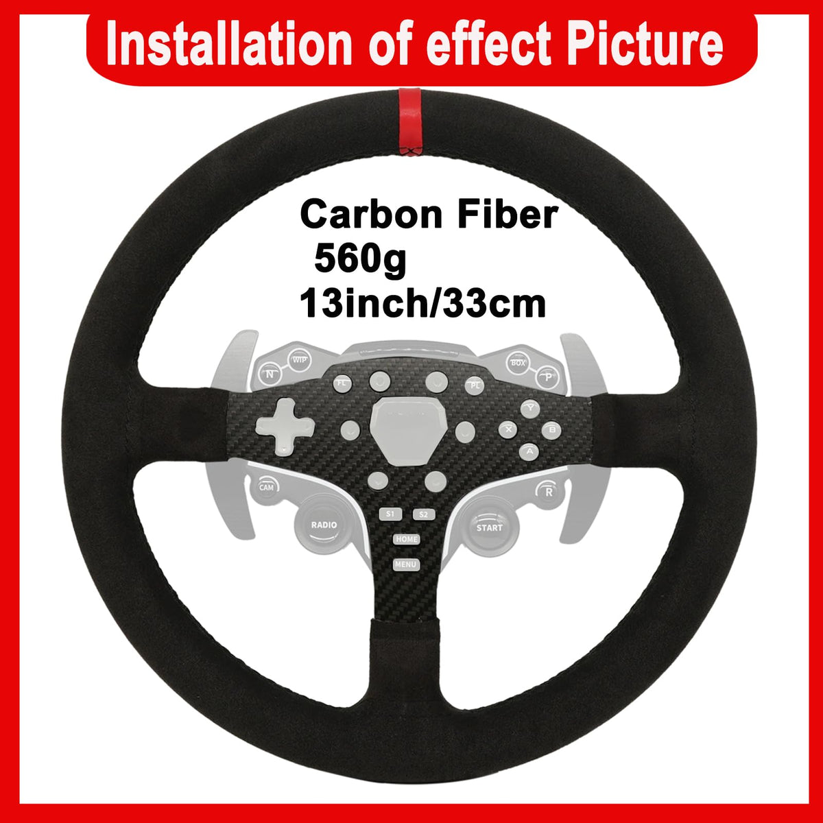 Replace 13 inch lightweight Suede/Leather Steering Wheel Replace Panel For MOZA R5/R3/ES/ESX Bundle Gaming Racing Wheel (With full Suede)
