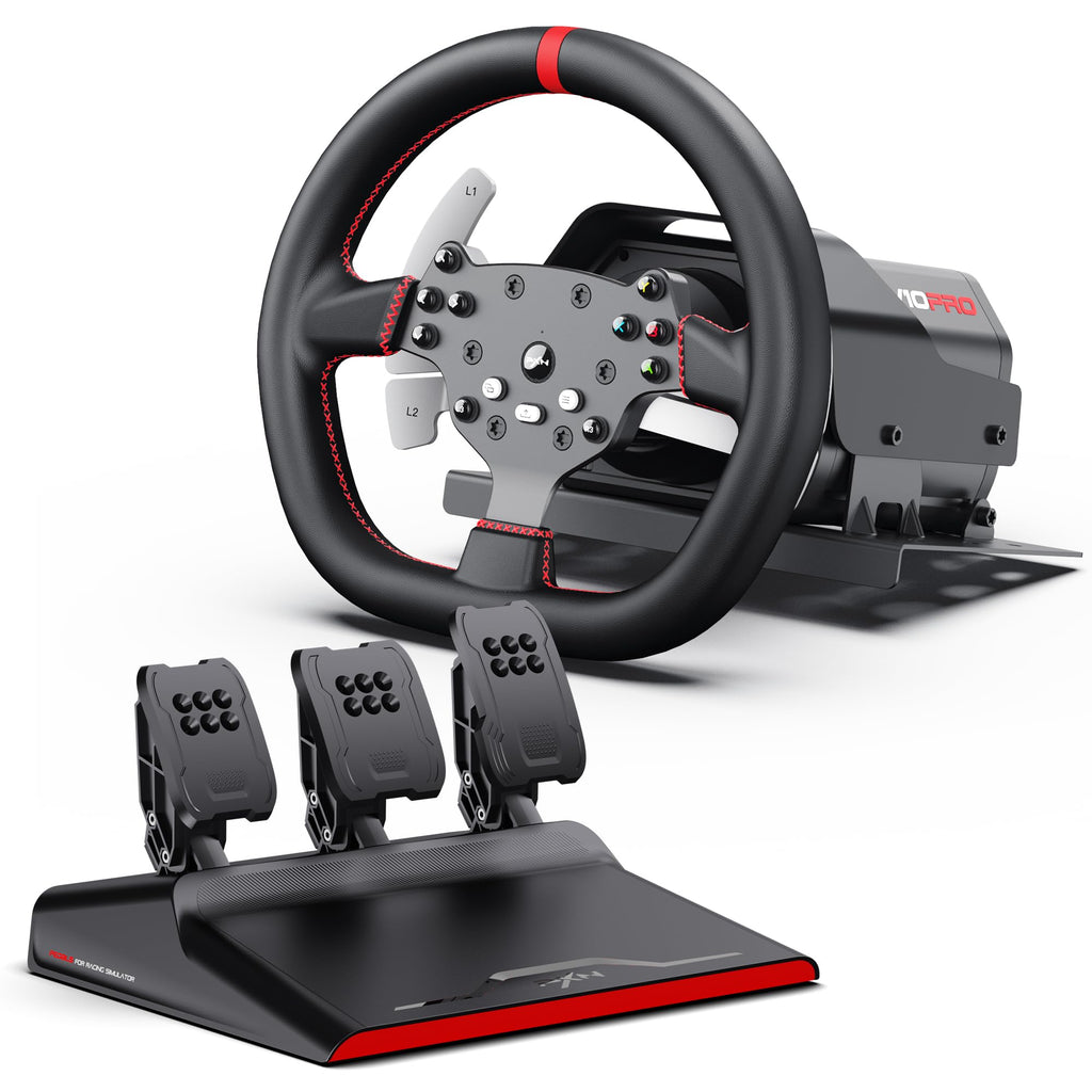 PXN V10 PRO Direct Drive Sim Racing Wheel, 3.2Nm Force Feedback Servo Motor, 270mm Detachable Wheel with 3 Hall Effect Pedals, 17 Buttons, Compatible with PC, Xbox One, Xbox Series X|S, PS4