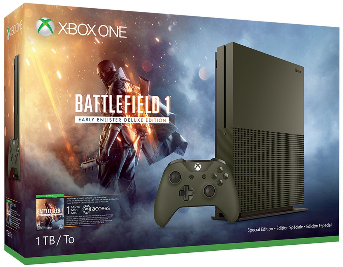 Xbox One S 1TB Console, Military Green (Renewed)